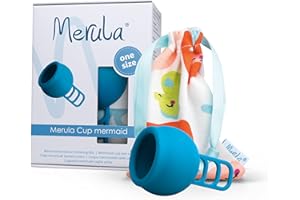 Merula Cup mermaid (azul) - Tamaño único copa menstrual de silicona de grado médico