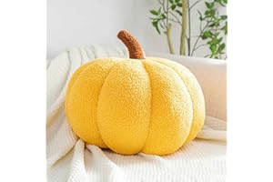 HARDINOX Halloween Pumpkin Throw Pillow, Plush Pumpkin Pillow Fluffy Stuffed Pumpkin Throw Pillow, Soft Thanksgiving Halloween Pumpkin Decorative (20cm, Yellow)