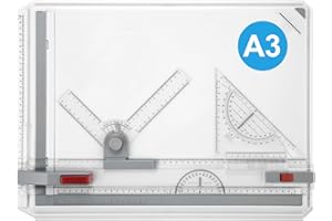 Himimi A3 Drawing Board, Drawing Table, Multifunctional Drawing Board Table with Clear Ruler, Parallel Movement and Angle Adjustable Measuring System for Engineers and Students