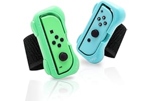 HEATFUN Wrist Bands for Just Dance 2020 Switch, Adjustable Hand Strap for Joy-Cons Controller, One Size for Adult and One Size for Child - 2 Pack (Animal Crossing Blue and Green)