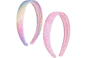 Thinp 2 Stück Glitzer Stirnbänder für Mädchen,Kinder Haarreifen Mädchen,Glitzernde Breite Dicke Stirnbänder,Bunte Rutschfestes Glitzer-Stirnband,Glitzer Pailletten Stirnbänder,für Frauen Mädchen Party