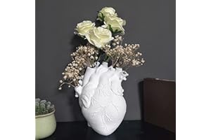 Acboor Jarrones Corazón, Jarrón Anatómico del Corazón Florero Humano del CorazóN de la Maceta de la Resina Florero en Forma de Corazón para Las Flores Blanco