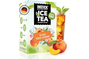 ‎INSTICK JUST ADD WATER INSTICK Sugar-free Instant Drink (Ice Tea Peach) - 1 Pack for 12 x 0.5-1 L - Vegan Drink Powder Low Calorie & Vitamin C - Instant Powder