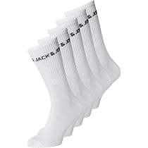 JACK & JONES Jaclogo-Calzini da Tennis a Righe, 7, Bianco/Confezione: Bianco, Bianco, Bianco, Bianco, Taglia Unica Uomo
