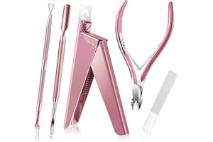 ‎WEIYI WEIYI Nagelknipser,Nagelhautschneider,Nagelhautpinzette,5-teiliges Maniküre und Pediküre Set,Guillotine Capsule Ongle,Professioneller Nagelknipser（Rosa）