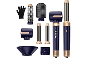 ‎UKLISS Airstyler 7 in 1, UKLISS 1400W Hairstyler Haartrockner mit Rundbürstenföhn Föhnbürste Set, Lockenstab (Links & Rechts), 110000 RPM Motor Ionen Föhn mit Diffusor