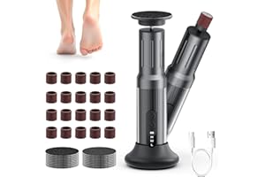 Zexrow Elektrischer Hornhautentferner mit 6 Stufen, Vor-/Rücklauf, Dual-Ladung, Display & Wechselrollen für Harte Haut – Perfekt für Zuhause und Salon