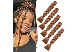 Dcbaboo Extensiones para Trenzas Africanas 60cm Pelo para Trenzas Africanas 5PCS Kanekalon Extensiones de Pelo Sintético para Trenzas Postizas Trenzado de Extensiones de Cabello 500g, Auburn claro