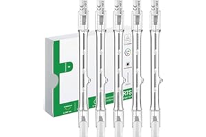 Jaenmsa R7s Halogen Light Bulbs, R7S Bulb 118mm 200W Dimmable, 230V 2000lm Tungsten Linear Light Bulb, 2700K Warm White Floodlight Bulb, J118 Security Light Bulb, ECO 118mm Halogen Bulbs 200W,5 Pack