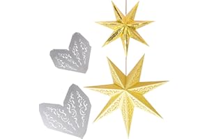 GEBETTER 2 Stück Faltstern Stanzschablonen Weihnachten Metall weihnachtssterne DIY Stanzschablone Prägeschablonen Stanzformen Schablonen Fenster Dekoration Advent Christmas (30cm + 20cm)