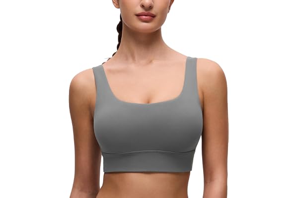 CRZ YOGA Butterluxe U Back Sport-BH:ar | Lätt stöd, Avtagbara inlägg, Yoga, Extremt mjuk, Lång, Rund halsringning, Breda remmar, För kvinnor