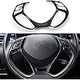 MICROCK Steering Wheel Cover Trim for Toyota C-HR CHR 2017 2018 2019 2020 2021, ABS Carbon Fiber, 1pc