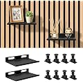 Hysagtek Lot de 2 étagères pour panneau acoustique - Accessoires de panneaux acoustiques sans perçage avec 8 vis - Panneaux noirs - Accessoires pour plantes/fleurs et articles de décoration (15 x 9 cm
