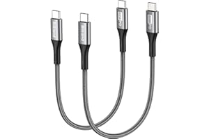Silkland Kabel USB C do USB C Krótki 25CM 2Sztuki, 3A/20V 60W PD 3.0 i QC 4.0+, Kabel Szybkie ładowanie Typu C dla iPhone 16/15, Samsung S24 Ultra/S23/S21, iPad Pro/Air/Mini, MacBook Air/Pro, Pixel