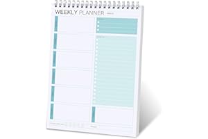 KAICN Weekly Planner Notepad,Spiral To Do List Undated Planning Pad, Weekly Organizer for Students, Weekly Agenda for Work & Daily Life, 52 Sheets, 6.5 x 9.8 in (Green)