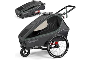 ‎QERIDOO Qeridoo Kidgoo 2 | Fahrradanhänger 2 Kinder | Fahrrad Anhänger Kinder mit Federung & Easy ARS | Jogger Kinderwagen | Kinderfahrradanhänger klappbar | Kinderbuggy 45L | Walker & Bike Trailer