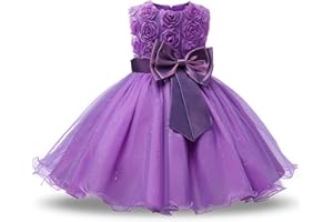 NNJXD Vestido de Fiesta de Princesa con Encaje de Flor de 3D sin Mangas para Niñas