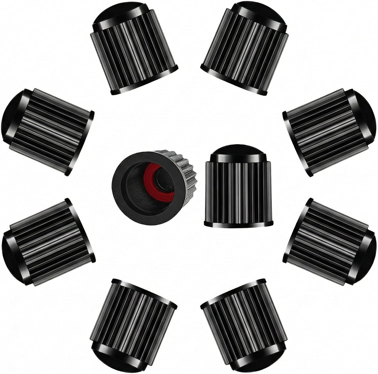 ZYOC 10 PCS Tyre Dust Valve Caps with O-Seal Ring, Universal Stem Dust Cover Caps For Car Tyres, Bikes, Trucks, Heavy Duty Airtight Seal, Screw-On, Tyre Wheel Hub Caps, Car Accessories