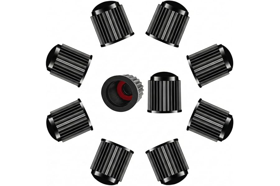 ZYOC 10 PCS Tyre Dust Valve Caps with O-Seal Ring, Universal Stem Dust Cover Caps For Car Tyres, Bikes, Trucks, Heavy Duty Airtight Seal, Screw-On, Tyre Wheel Hub Caps, Car Accessories