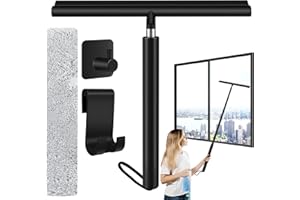 Ledebouk Tergivetro per Doccia, Pulisci Vetri Porte e Finestre Estensibile fino a 120 cm, Tira Acqua da Doccia con Gancio, Tergivetro Doccia Silicone con Anima per Finestre del Bagno