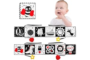 Yolistar 0 3 6 12 Monates Baby Buch,Schwarz Weiß Doppelseitig Baby Stoffbuch,Bilderbuch aus Stoff mit Spiegeln,Kontrastbuch Baby,Baby Spielzeug,Personalisierte Geschenke Baby