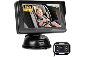 NHOPEEW 480P Telecamera per auto per bambini - Schermo Monitor Auto da 4,3 Pollici con Telecamera Visione Notturna, Angolo Regolabile a 360°, Installazione Facile
