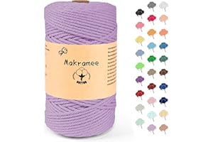 Uvolo 3mm x 200m Makramee Garn, Baumwollgarn, Macrame Kordel für Basteln, Pflanzenbügel-Lila