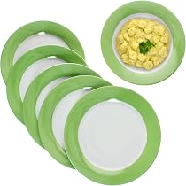 Lot De 6 Assiettes Creuses En Verre Menthe - 20.3 Cm - 420 Ml - Pour Soupe, Céréales, Pâtes - Micro-ondes Et Lave-vaisselle