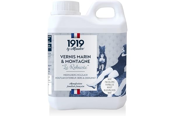 1919 BY MAULER - Vernis Marin & Montagne « Le Robuste » - Satiné Incolore - 1L - Bois Extérieur et Peinture - Résistance extrême intempéries & UV