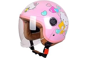 JIANJUD Casco Moto Per Bambini, Ragazze, Ragazzi, Certificazione ECE, Casco Jet Per Bambini Con Visiera, Casco Scooter, Casco Scooter Per Bambini, Casco Ciclomotore, Casco Bicicletta C,48-56CM