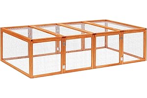 HOMCOM PawHut Clapier Cage à Lapins extérieur intérieur 2 Portes supérieures 181L x 100l x 48H cm Bois Massif pin