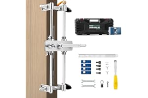 Huanyu Gabarit pour serrure de porte avec 4 fraises en acier au tungstène Kit de scie à mortaise pour serrure de porte Kit d'installation de serrure de porte Ouvreur de trou de serrure de porte