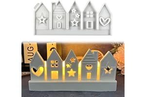 ‎FZQBEY Silikonformen Gießformen Häuser Kerzenhalter,Silikonform Einschieber,Silikonform Kerzenhalter,Silikonform Haus Gips Zum Gießen,Gießformen Silikon Gießform Haus Giessformen Silikon Silikonform Häuser