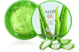 ZYNXEL Aloe Vera Gel 99% Rein, 300ml Aloe Vera Gel Bio für Gesicht, Ideal für Sonnenbrand Reparieren, trockene strapazierte Empfindliche Haut - für Gesicht, Haare und Körper, After Sun Lotion