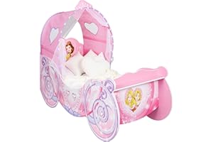 Disney Princess HelloHome-Lettino con Carrello e luci, Legno, Rosa, Singolo, 160x87.5x136 cm