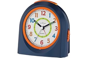 Atrium Budzik Analogowy Niebieski/Pomarańczowy Bez Tykania Ze Światłem I Drzemką, Funkcja Drzemki, Budzik Kwarcowy A921-5