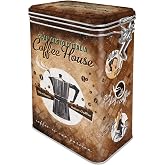 Nostalgic-Art Retro kahve kutusu, 1,3 l, Coffee House &ndash; Kahve hayranları i&ccedil;in hediye fikri, aroma kapaklı sac kutu, vintage t