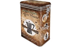 Nostalgic-Art Retro Kaffeburk, 1,3 l, Coffee House | plåtask med aromlock, vintagedesign, Presentidé för kaffeälskare