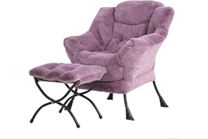 YOTATING Comfy Armchair with Footstool, Lazy Chair with Ottoman Leisure Accent Chair Relax Lounge Chair with Armrests & Side Pocket for Living Room, Bedroom & Small Spaces Armchair