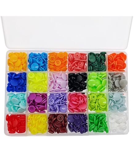 30 Bottoni A Pressione In Plastica Color Snaps 12.4mm Blu Chiaro/Lilas/Ecru - Perles & Co - 12