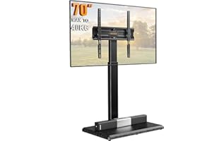 PERLEGEAR Supporto TV da pavimento universale per TV da 30 a 70 pollici Fino a 40 KG, porta TV da terra regolabile con rotazione e inclinazione, 8 altezze regolabili, VESA Max 400x400 mm