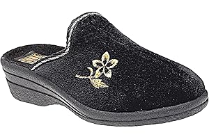 FOSTER FOOTWEAR Helen Chaussons chauds en velours pour femme - Mules d'intérieur confortables à semelles compensées - Pointure 35,5-42