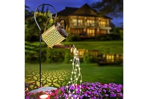 AKOFIC Regadera con Energía Solar de Luz LED, Luz de Ducha de Metal Lámpara de Jardín Impermeable, Luz de Regadera de Arte de Ducha de Estrella para Decoración de Jardín al Aire Libre Patio