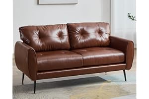 ‎GRAVFORCE GRAVFORCE Sofa 2 Sitzer Prägunoserie Kleine Couch 2 Sitzer Modernes kunstledercouch 2er für Wohnzimmer, Büro, Wohnung Einfache Montage, 154x71x78 Braun Sofa