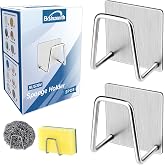 Eksinzenith 2Pcs Sponge Holder for Kitchen Sink, Strong Adhesive, Silver Stainless Steel, Rustproof, Waterproof, Holds Up to 