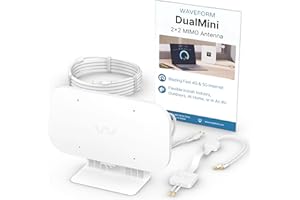 Waveform DualMini: Low-Profile 2x2 MIMO Window Antenna Kit | Omnidirectional 4G/5G Routers & Hotspots | for Netgear M5 & M6, Vodafone, Three | Homes and RVs | 10’ SMA Cable, TS9 Adapters, Window Entry