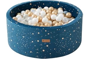 Dodozen Soft Ball Pit 100X40cm/200 Balls ∅ 7Cm Round Foam Ball Pool for Babies and Toddlers Removable Cover Crush-Proof Playballs - Night Sky:White/Transparent/Golden
