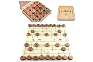 FunnyGoo Beechwood Xiangqi Jeu d'échecs Chinois (diamètre de 4CM, avec boîte en Bois)