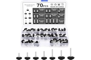 MOENDERGO 70 szt. zestaw śrub skrzydełkowych M4 gwintowane z węglem pokrętło radełkowane pokrętło śruba montażowa gałki uchwytowe śruby uchwytowe okrągłe śruby zaciskowe klipsy do węża do rodzajów stojaków i