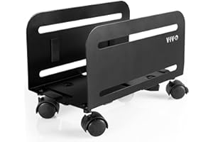 VIVO Computer Tower Desktop ATX-Case, CPU Steel Rolling Stand, 4.7 to 8.2 inch Wide Adjustable Mobile Cart Holder with Locking Caster Wheels, Gaming PC Holder, Black, CART-PC01…